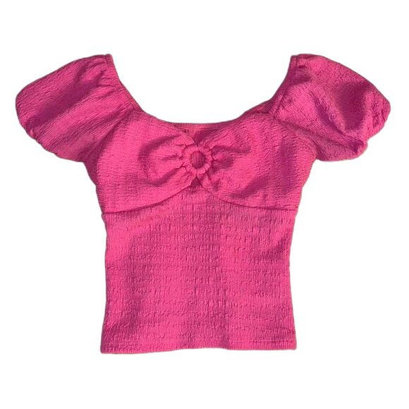 Y2K Babydoll Pink Fitted Peasant Top Size Small - Picture 1 of 6